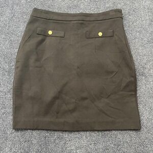 Michael Michael Kors Pencil Skirt Womens Medium Black Basics Gold Button Stretch